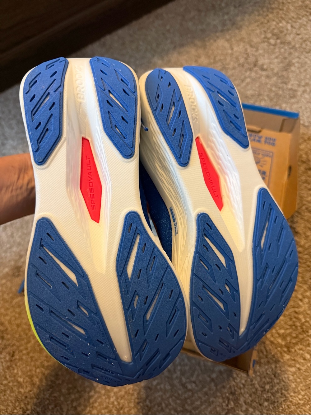 Brooks Women's Running Shoes in Royal Blue with Neon Green and Orange Accents - Picture 8 of 13